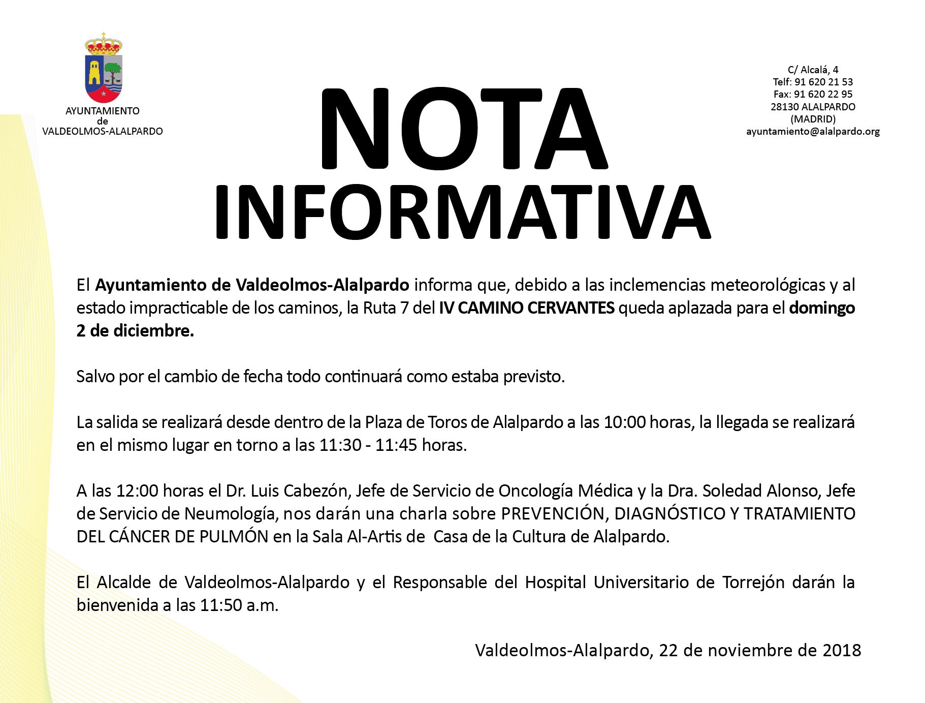 FECHA CAMINO CERVANTES